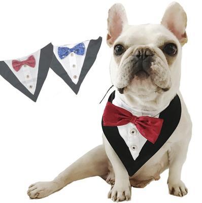 China Viable Formal Dog Cat Collar With Bow Tie Gents Dog Tuxedo Bandana Wedding for sale