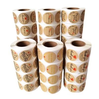 China Custom High Tensile Strength Stain Roll Around Sealing Kraft Paper Apparel Packaging Self Adhesive Hot Stamping Seal Sticker for sale