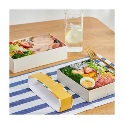 China Degradable Wooden Meal 500pcs Burlywood Rectangle Wooden Sushi Food Packaging Box for sale