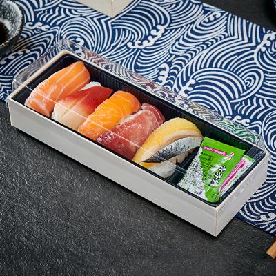 China Rectangular Disposable Japanese Food Sushi Box, Food Takeout Packaging, Wooden Packaging for sale