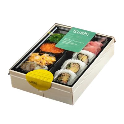 China Rectangular Disposable Wooden Food Bowl, Japanese Sushi Packing Box, Takeout Food Packing Box for sale