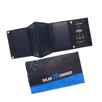 China Portable 28w USB 3 Ports DC Foldable Charger Solar Power System Polycrystalline Silicon Solar Panel Waterproof and Camping Solar Panel for sale