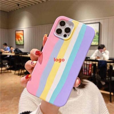 China Custom Printed IMD Silicone Rainbow Shockproof Protective Liquid Case for iPhone 13 12 pro Max Case Cover for iphone 11 X for sale