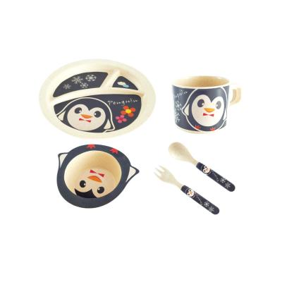 China Hot Selling BPA Free Cartoon Children Feeding Dish With Spoon Kids Baby Plastic Tableware Using In Kitchen for sale