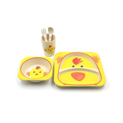 China BPA Free Design Children's Portable Tableware Set Children's Chicken Kitchen Bowl Set Plastic Baby Dish Tableware Set for sale