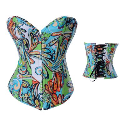 China Guangzhou Korsett Floral Corsets and Bustiers Denim Antibacterial Steel Bone Corzzet Overbust Steampunk for sale