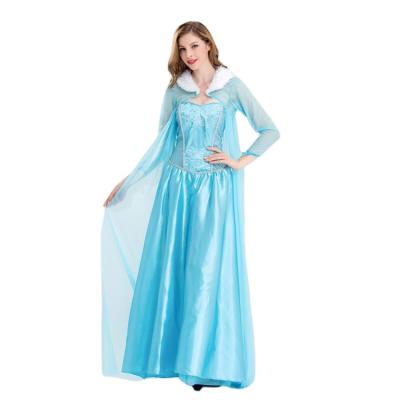 China New Arrival Elsa Princess Dress Halloween Polyester Cosplay Costume Vestido For Adult Women for sale