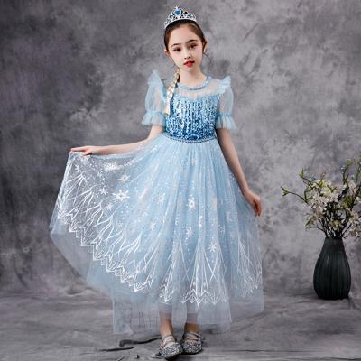 China Stage Fancy Anime Costumes Elsa Princess Dress Halloween Cosplay Party Costume For Girls for sale