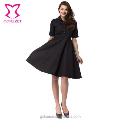 China CORZZET Breathable Black Spring Vintage Casual Dress Slimming For Women's Party Wear for sale