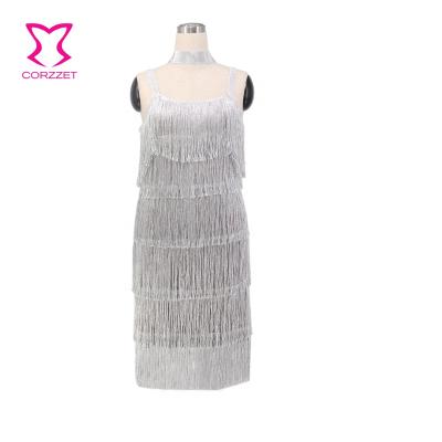 China 1920s Flapper Costume Charleston Activity Show Fancy Clothing Equipment Anti-Wrinkle Corzzet Tassel A Line Dance Ladies Dress Dress for sale