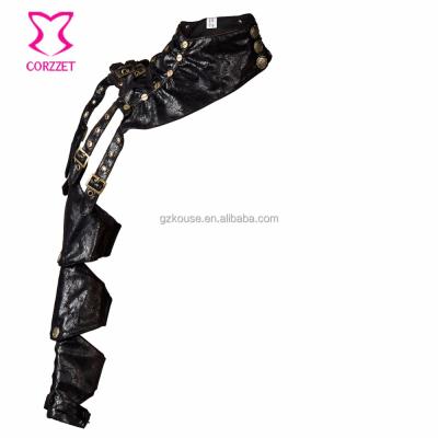 China Black A222 Faux Shoulder Vintage Leather Long Sleeve Gothic Armor Arm Warmers Women Steampunk Gothic Accessories for sale