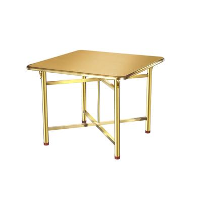 China Factory direct sale stainless steel foldable golden square dining table with chair for sale