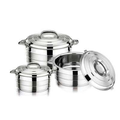 China Sustainable Double Wall Food Warmer Casserole Pot Set Of 4 With Stainless Steel Handles for sale