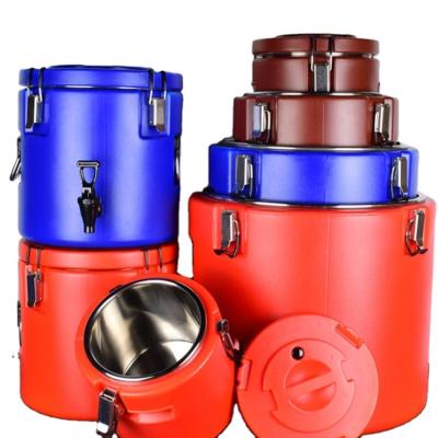 China Large Sustainable Double Wall Container With Lid 304 Stainless Steel Insulation Bucket Insulation Bucket With Faucet for sale