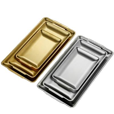 China Sustainable Japanese and Korean Rectangular Grill Plate 304 Stainless Steel Sushi Dish Can Be Used In Restaurants for sale