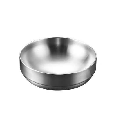 China Sustainable Factory Japanese And Korean Stainless Steel Double-layer Soup Salad Bowl Natural Bowl for sale