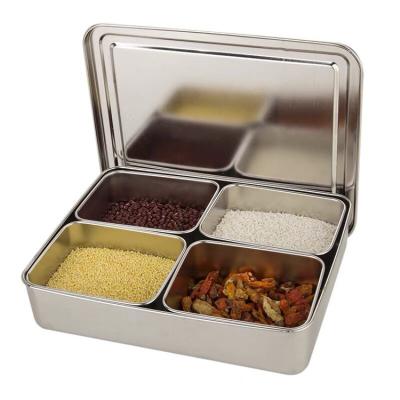 China Japan Style Food Grade Multi-Compartment Stainless Steel Salt Pepper Spice Box Viable Set for sale