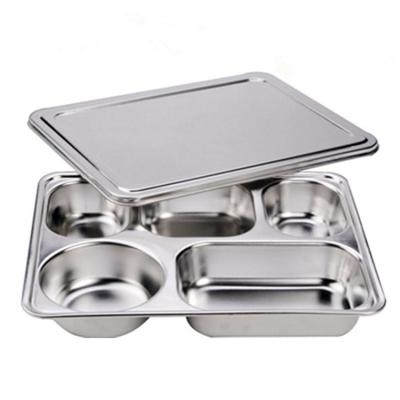 China Sustainable Hotel Restaurant Steel Serving Tray Wholesale Stainless Steel Lunch Trays for sale