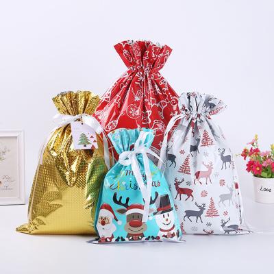 China PET/Aluminum Foil Funfishing Logo Spot Gift Custom Printed Plastic Packaging Bags Large Candy Wrapping Waterproof Twine Bags Christmas Drawstring for sale