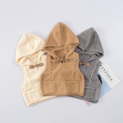 China B698 2021 new children's boutique clothing children's sweater breathable boy with hat pure color baby boy casual vest for sale