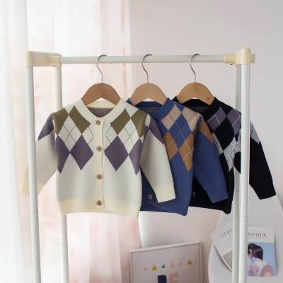 China B729 Autumn/Winter 2021 Geometric Blazer Children's Sweaters Boys' Cardigan Pattern Breathable Sweaters for sale