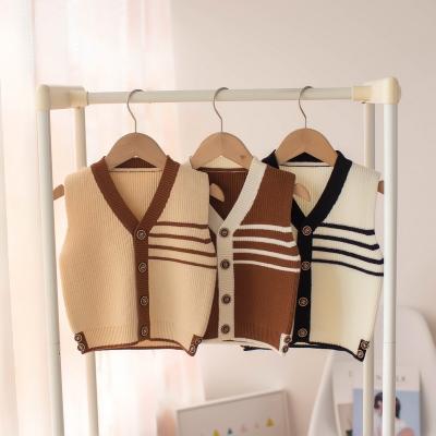 China B662 Autumn/winter 2021 children's sweater boy v-neck cardigan vest toddler breathable sweater for sale