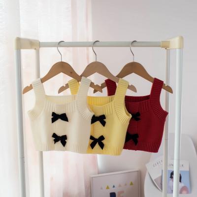 China Y702 autumn and winter 2021 new children's clothing children's breathable sweaters girls love bow vest vest vest for sale