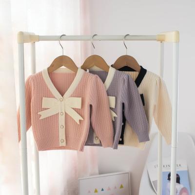 China Y811 Autumn/winter 2021 children's sweaters girls v-neck cardigan solid color breathable sweaters for kids for sale