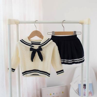 China T154 Autumn/Winter 2021 Children Sweater Baby Sweater Skirt Preppy Style Breathable Two-piece Suit for sale