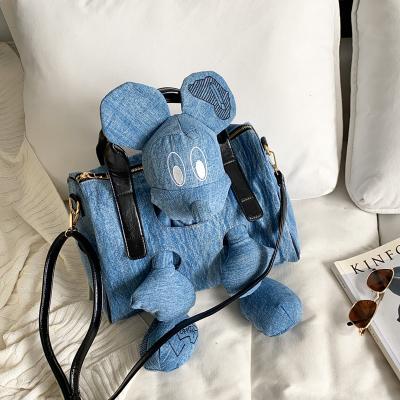 China 2022 PORTABLE new doll's pillow denim canvas bag large capacity fashionable bag for sale