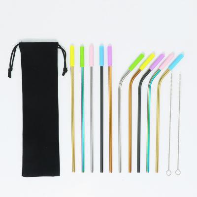 China Viable Wholesale OEM Printed Straight Custom Stainless Steel Gold Metal Straw Set for sale