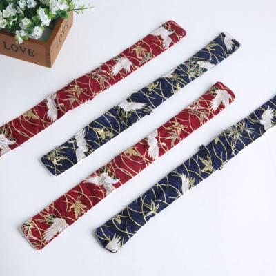 China Small Recyclable Wholesale Custom Made Cotton Muslin Cloth Button Closure Baguette Silk Bag for sale