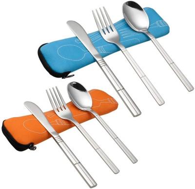 China Viable Portable Washable Cutlery Kit Neoprene Case Tableware Bag Bone Style Travel for sale