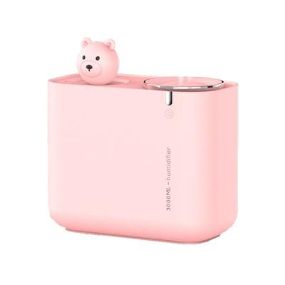 China New Arrivals 3000Ml Double Spray Cute Bear Cactus Led Cool Mist Baby Home Air Cool Ultrasonic Humidifiers 3L Double Jet for sale