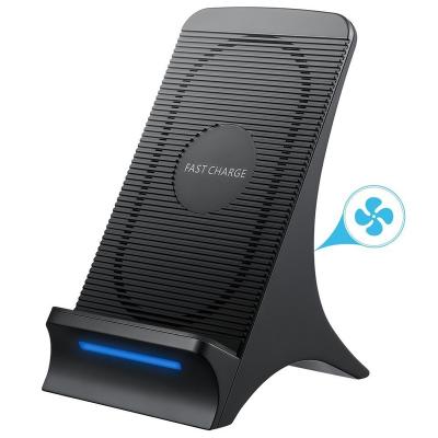 China Mobile Phone Smamao 10w 15w Qi Fast Wireless Charger Stand Tablet 2 Coil With Fan Charging Stand for sale