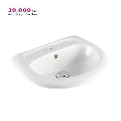 China Easy Clean Lavatory Safety And Practicability Good Load Bearing Wall Hung Ceramic Bathroom Sink Water Basin for sale