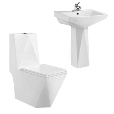 China Double-Flow Washdown Lavatory WC Toilet Set/Ceramic Bathroom Set/Wc Toilet Bowl Pedestal Sink Set for sale