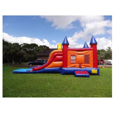 China Rental or Home Use 3 in 1 Multi Color Inflatable Bounce Castle Combo Bouncy Water for sale