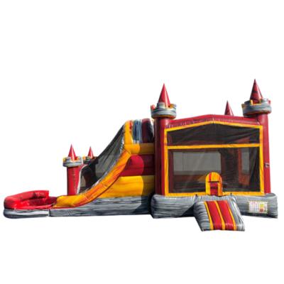 China Rental Or Home Use Inflatable Water Slide Kids Bounce House 27ft Lava Inflatable Castle Combo Red Hot for sale