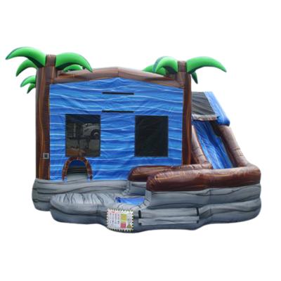 China Rental or Home Use 5-1 Inflatable Combo Solid Color Tropical Bounce House Paradise for sale