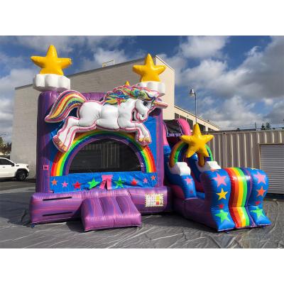 China Rental or Home Use 5 in 1 Unicorn Inflatable Bounce Combo Inflatable PVC Castle for sale