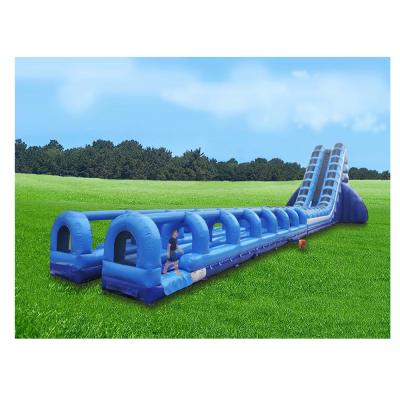 China Rental or Home Use Inflatable Slip N Slide For Adult 40ft Mega Double Tube Inflatable Slide for sale