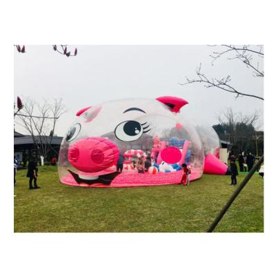 China Pink Pig Lovely Pig Rental Or Home Use Inflatable Amusement Park Group For Wedding Party Pink Bubble Inflatable Amusement Park Equipment for sale