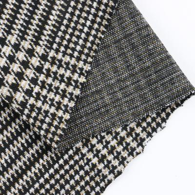 China Anti Pill Brocade Luxury High Quality Polyester Spandex Metallic Plaid Knit Fabric for sale