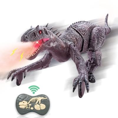 China Other 8 Channels RC Dinosaur Robot Toy Flashing Light Roaring Rechargeable Battery Red Electric Walking Remote Control Dinosaur Toys for sale