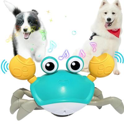 China Dog Motivator Induction Crab Belly Time Dog Cat Automatic Crawling Crab Toy with Music and Led Light for sale