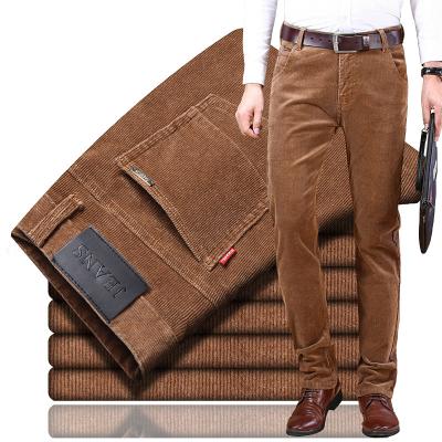 China Anti-static men's casual slim fit long pants formal dress leisure straight pants loose corduroy trousers for men for sale