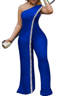 China Viable Cheap Viable Wholesale Price African Women's Clothing Fashion Elegant Formal Party Oversized One Shoulder African Bright Overalls for sale