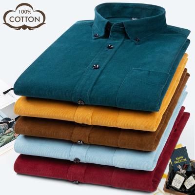 China New Autumn And Winter Plus Size Cotton Fashion Men's Daily Corduroy Men's Long Sleeve Anti-pilling Business Shirt for sale