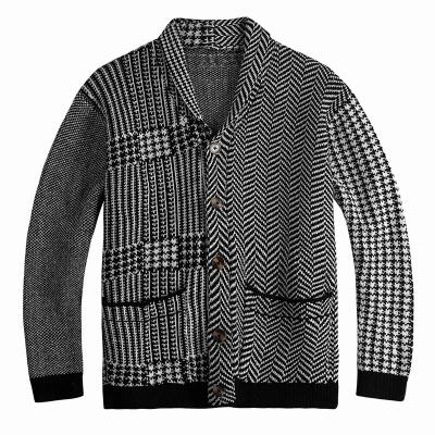 China Autumn Winter Plus Size Fitted Plaid Men's New Products Anti-pilling Jacket Casual Cardigan Long Sleeve Sweater for sale